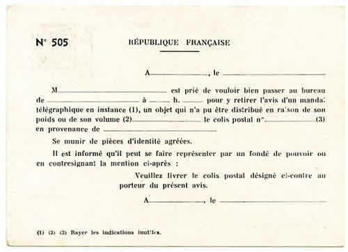 CP Pétain utilisée par PTT type 505