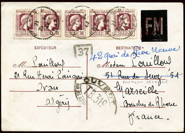 Entier Pétain FM ayant voyagé