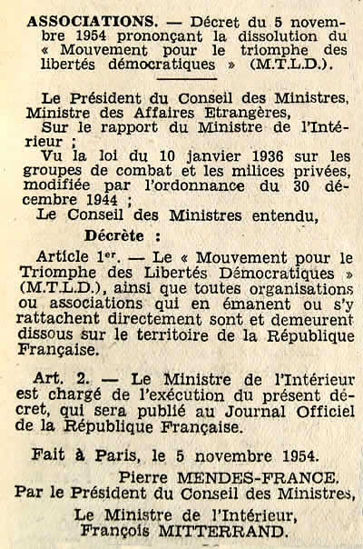 Dissolution du MTLD