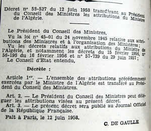 Suppression du Ministère de l'Algérie