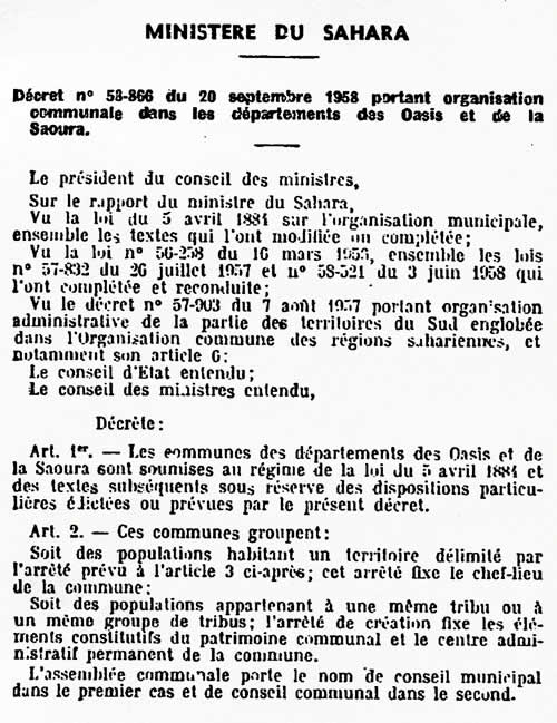 Décret du 20/9/58