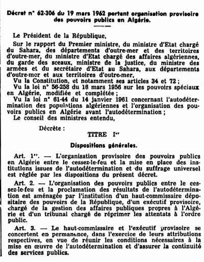 Organisation Provisoire après le 19 mars