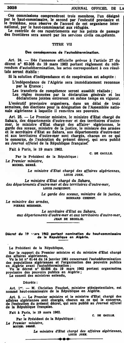 organisation provisoire après le 19 mars